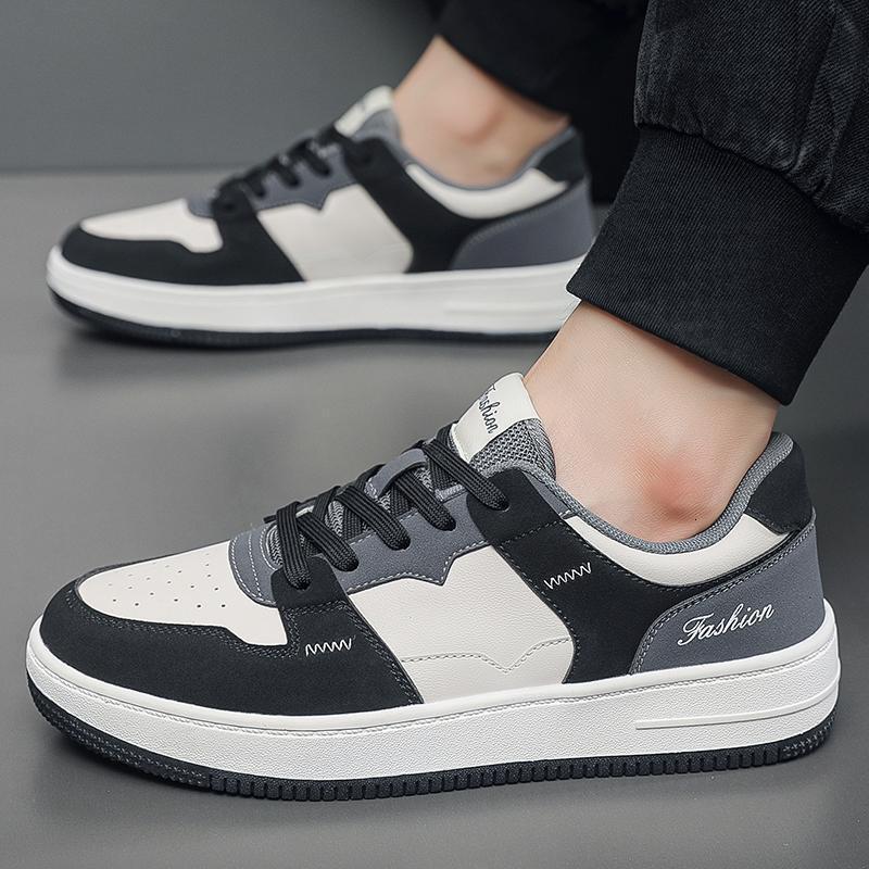 Men's White Skate Sneakers, Gender-Neutral Closed-Toe Casual Shoes with Polka-Dot Pattern, Buckle Strap, Extra-Wide Fit, Height-Increasing EVA Insole, - view 4