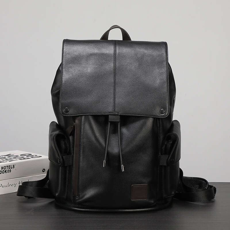 Men Genuine Leather Casual Top Layer Cowhide Versatile Backpack Large Capacity Travel Double Shoulder Bag SENYY