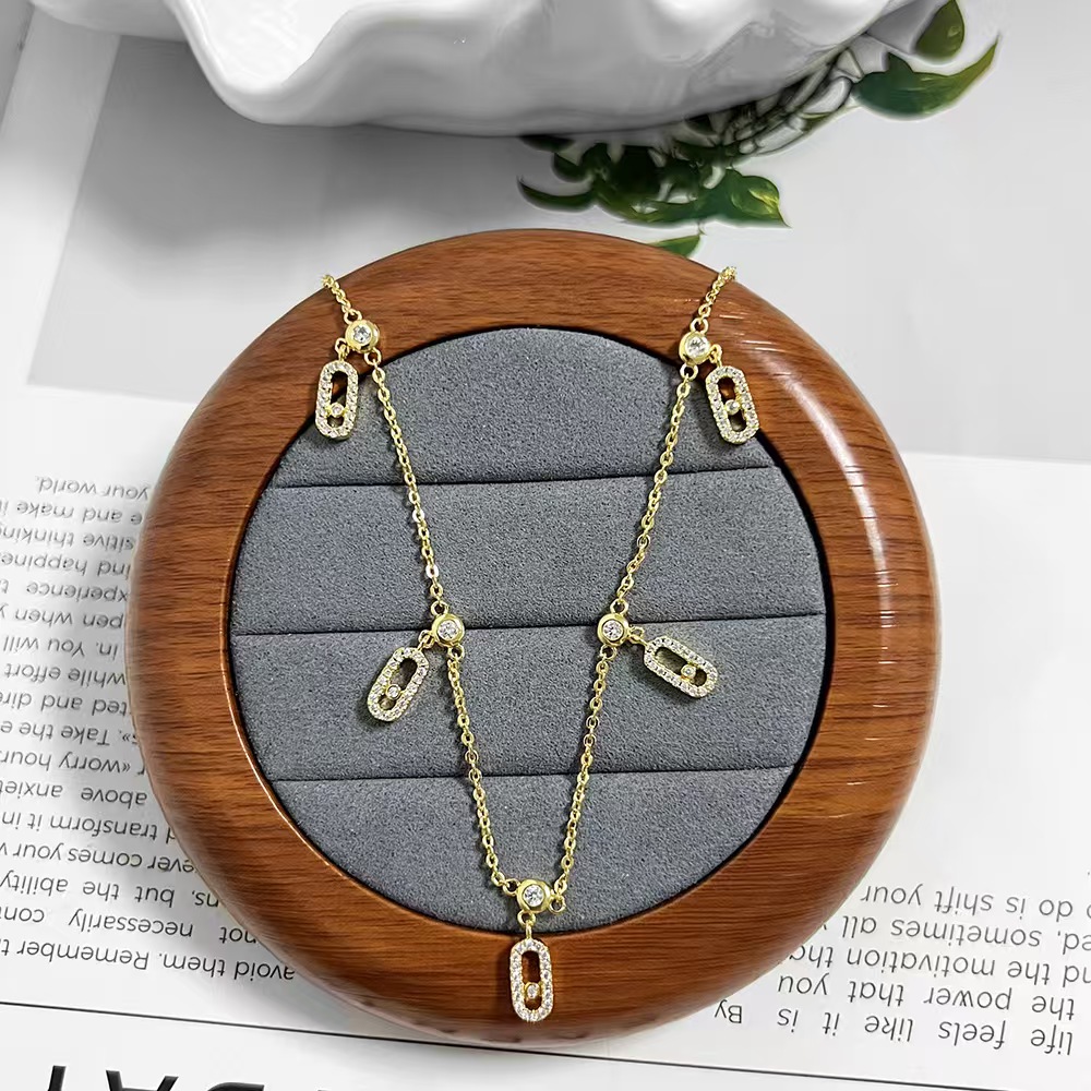 Brand designer luxury zircon pendant, equipped with sliding high-end women's necklace and jewelry with original cloth bag as a gift