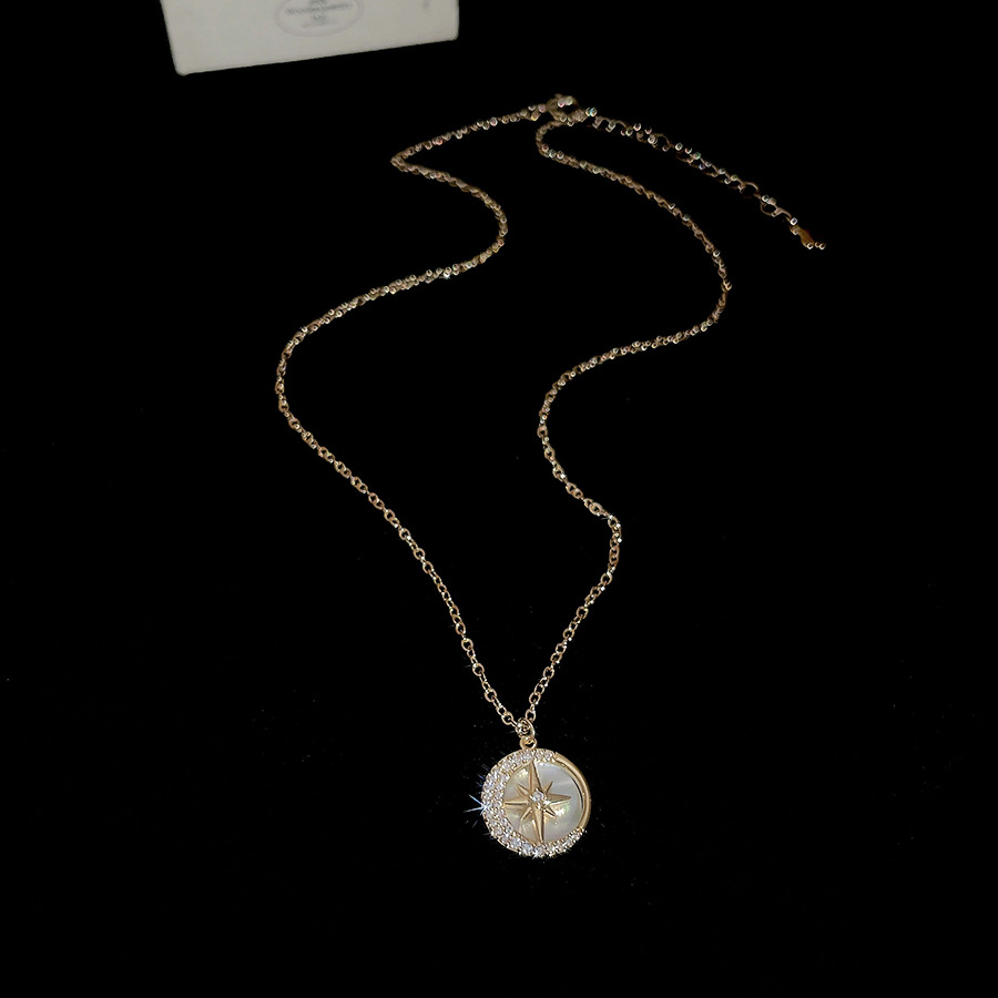 hexagram necklace, simple round resin pendant, women's choker collarbone chain, gift for best friend - view 7