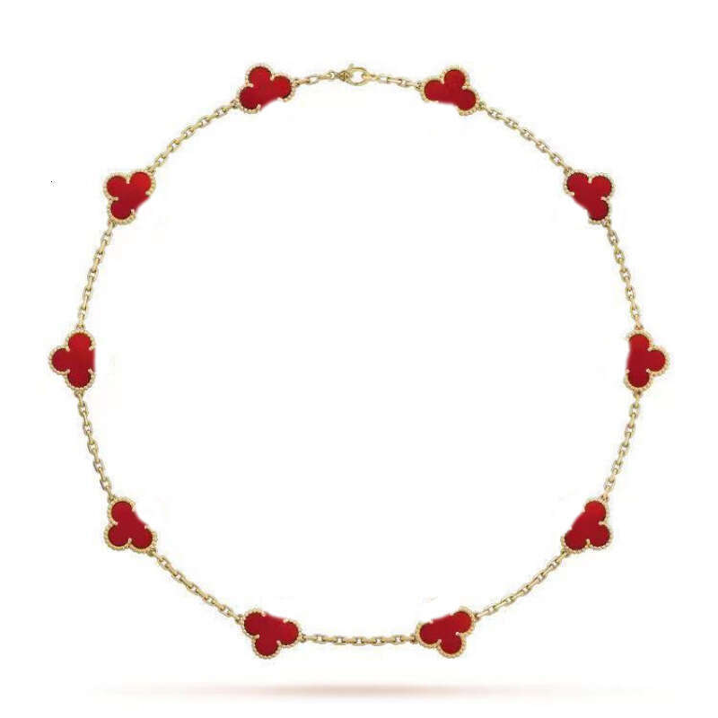 Designer Gold Clover Black Onyx Women's Ten Flower Necklace Luxury Brand Wholesale Comes with Original Cloth Bag
