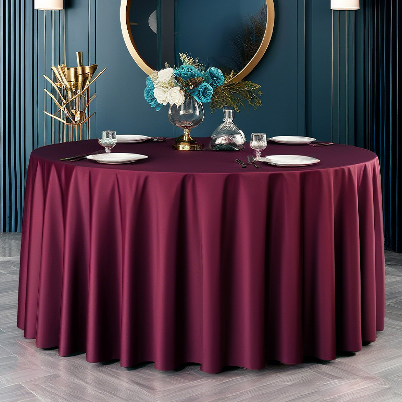 YL-38772 Customized minimalist style thickened satin star-rated hotel tablecloth, solid color, high-end round tablecloth.