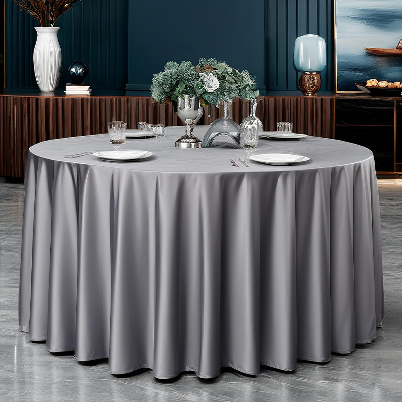 YL-38771 Customized minimalist style thickened satin star-rated hotel tablecloth, solid color, high-end round tablecloth.