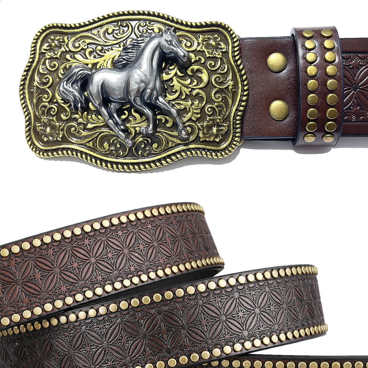 Vintage meets fashion Alloy buckle PU belt suitable for both men and women to create a personalized Western style 250701