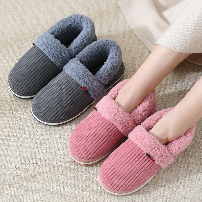 Pmoiste Furry Flannel Boots Slippers Men Comfortable Soft Warm TPR Cushion ner Living Room Shoes Winter Women Indoor 260202