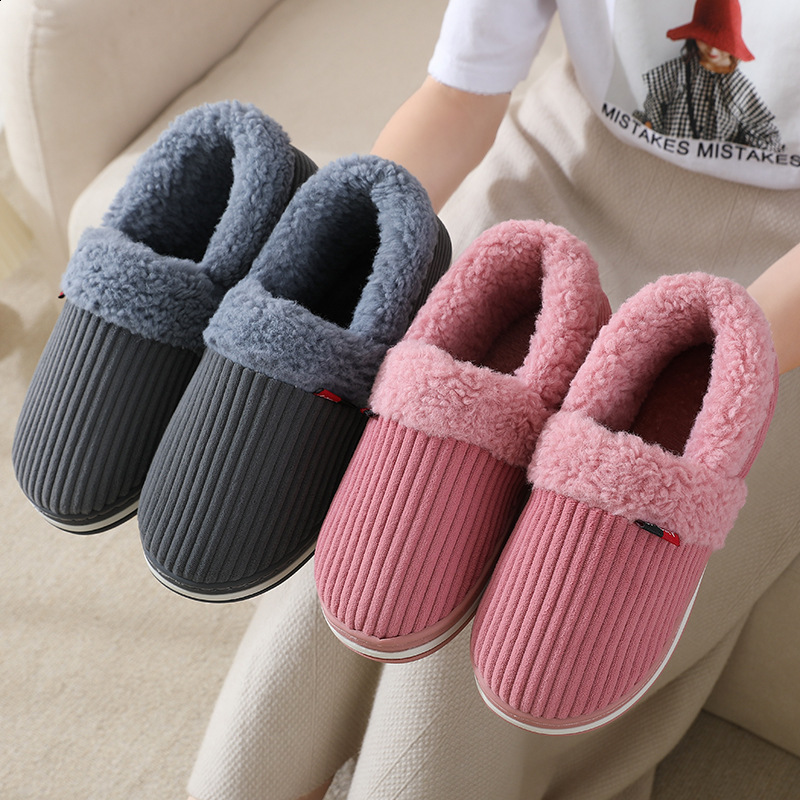 Pmoiste Furry Flannel Boots Slippers Men Comfortable Soft Warm TPR Cushion ner Living Room Shoes Winter Women Indoor 260202