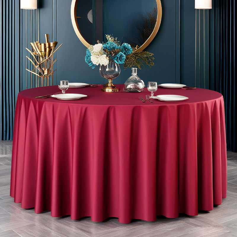 YL-38772 Customized minimalist style thickened satin star-rated hotel tablecloth, solid color, high-end round tablecloth.