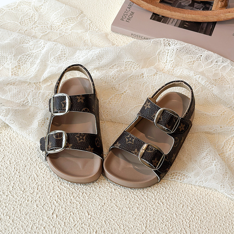 Kids Sandals Summer New Casual Children Sandals Girls Flat Shoes Fashion Casual Non Slip Toddler Student Beach Shoes Size US6C-US1Y 22-31 K02099