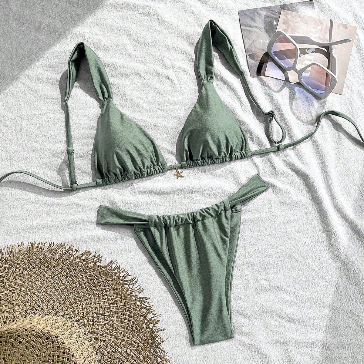 2026 new solid color sexy bikini swimsuit for women high-end bikini fresh and stylish swimsuit250319bj