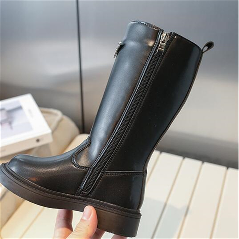 Fashion Luxury Designer kids Girls boots Autumn Winter New Childrens Martin Boots Side Zipper Plus Velvet Princess High Boot - view 7