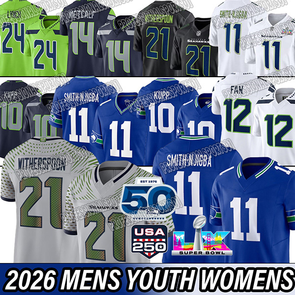 Seattle city SeahawksS jersey Cooper Kupp Sam Darnold Jaxon Smith-Njigba Devon Witherspoon Tariq Woolen Kenneth Walker Byron Murphy Football Jers