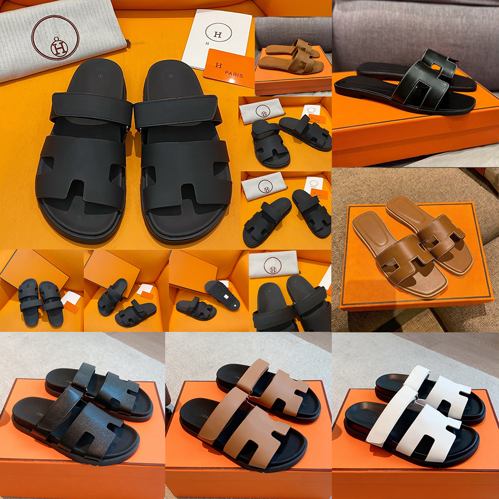 Designer Chypre Sandals High Quality Fashion Luxury Classic H Logo Designer Slippers Men Women Summer Casual Slides Adjustable Strap Black Leather Beach Shoes