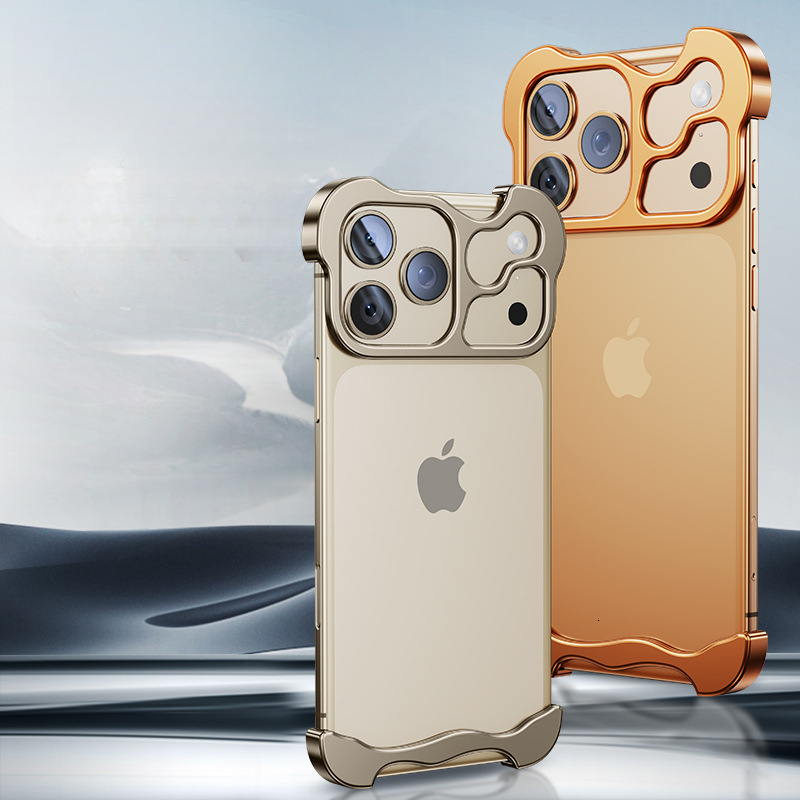 Borderless case suitable iPhone 17 with unique metal foot pads, anti-drop protective cover for Apple 16 Pro and 15