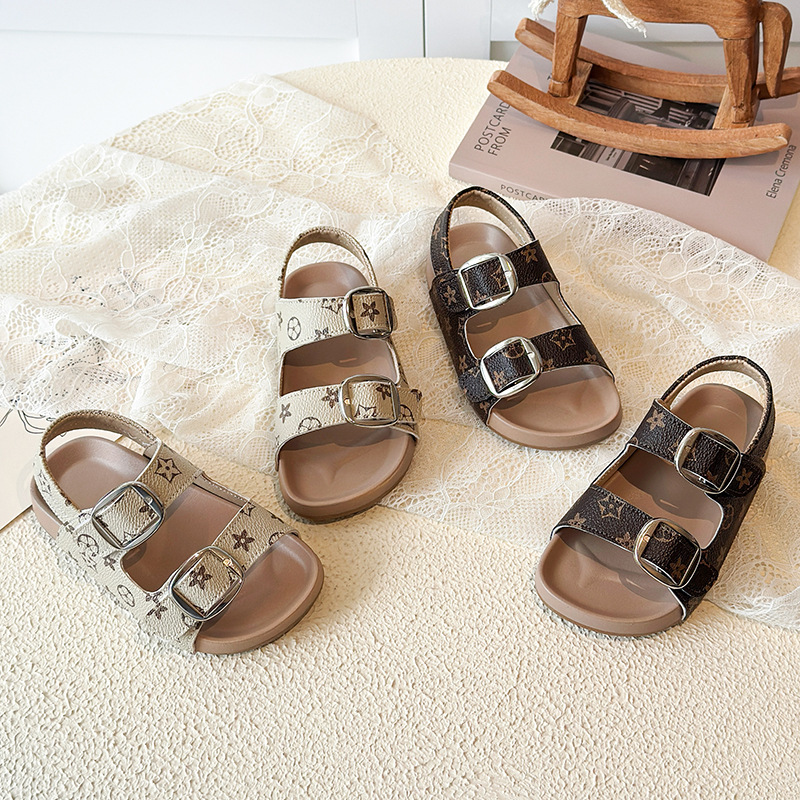 Kids Sandals Summer New Casual Children Sandals Girls Flat Shoes Fashion Casual Non Slip Toddler Student Beach Shoes Size US6C-US1Y 22-31 K02099
