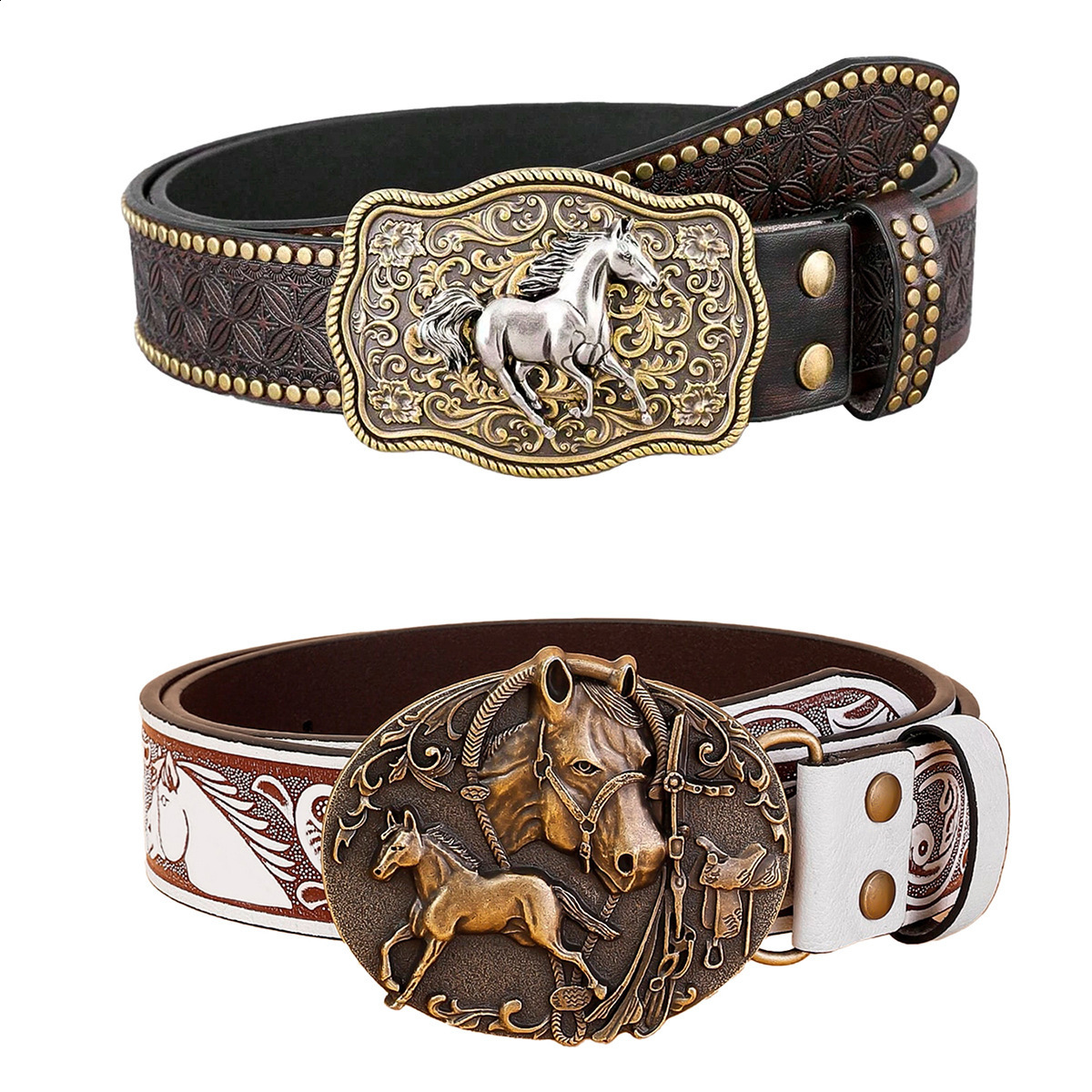 Vintage meets fashion Alloy buckle PU belt suitable for both men and women to create a personalized Western style 250701