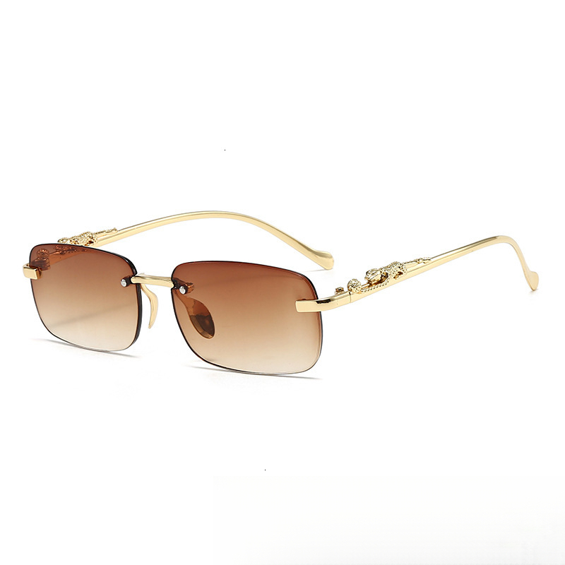 Designer Luxury Metal Frameless Glasses Personality Cheetah Decorative Cut Edge Sunglasses Colorful Lenses Vintage Sunglasses Photochromic Sunglasses - view 8