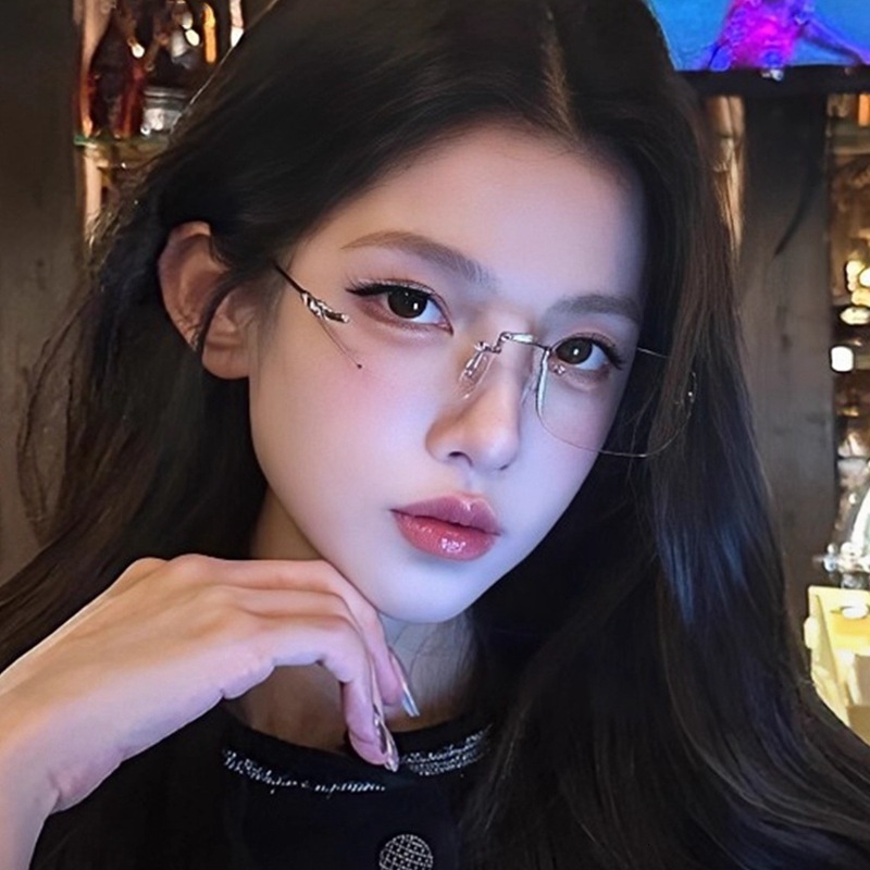 Luxury Brand Designer Clear-nose Gold Wire Frameless Glasses For Women With A Sophisticated Look, Frameless Pure Desire Anti-blue Light Silver Frame F