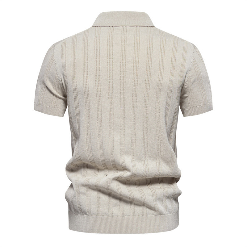 Mens Knitted Polo Shirt Woolen Short Sleeve Turn Down Collar European Size Spring Summer Business Casual Top