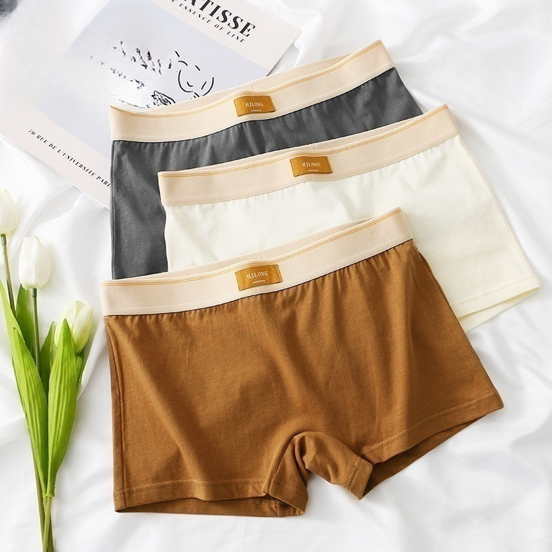3PCSPack 100% Cotton Trendy Solid Womens Panties Knit Breathable Boxer Underwear Soft High Elastic Midrise Thin Boyshorts 250828