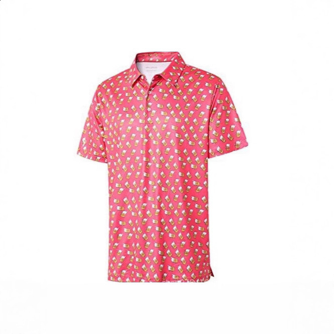 Mens Golf Shirts Short Sleeve Print Patterns Performance Moisture Wicking Polo Shirt 260512