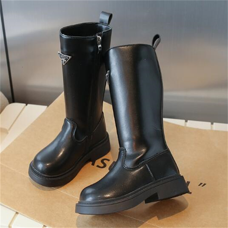 Fashion Luxury Designer kids Girls boots Autumn Winter New Childrens Martin Boots Side Zipper Plus Velvet Princess High Boot - view 3