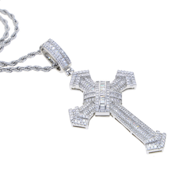 Vintage Long Lab Diamond Cross Pendant 925 Sterling Silver Party Wedding Pendants Necklace For Women men Jewelry Gift 250106