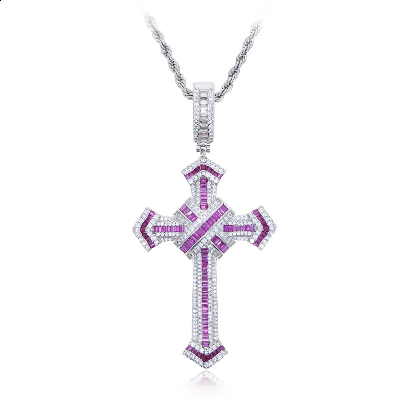 Vintage Long Lab Diamond Cross Pendant 925 Sterling Silver Party Wedding Pendants Necklace For Women men Jewelry Gift 250106