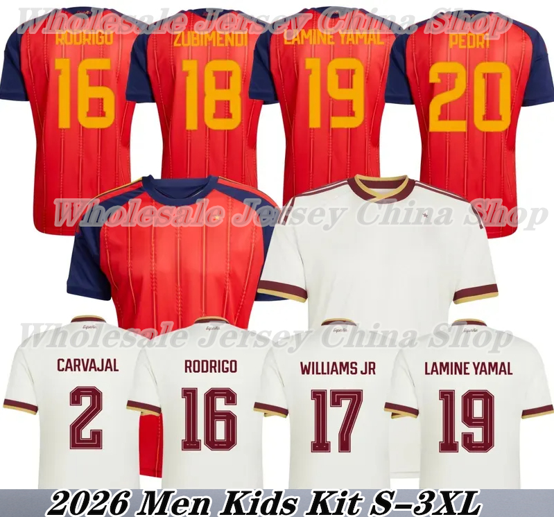 2026 World Cup Spain Soccer Jerseys PEDRI GAVI LAMINE YAMAL OLMO FERRAN Grimaldo Oyarzabal Williams Baena camiseta espana Jersey SPANISH Men Kid