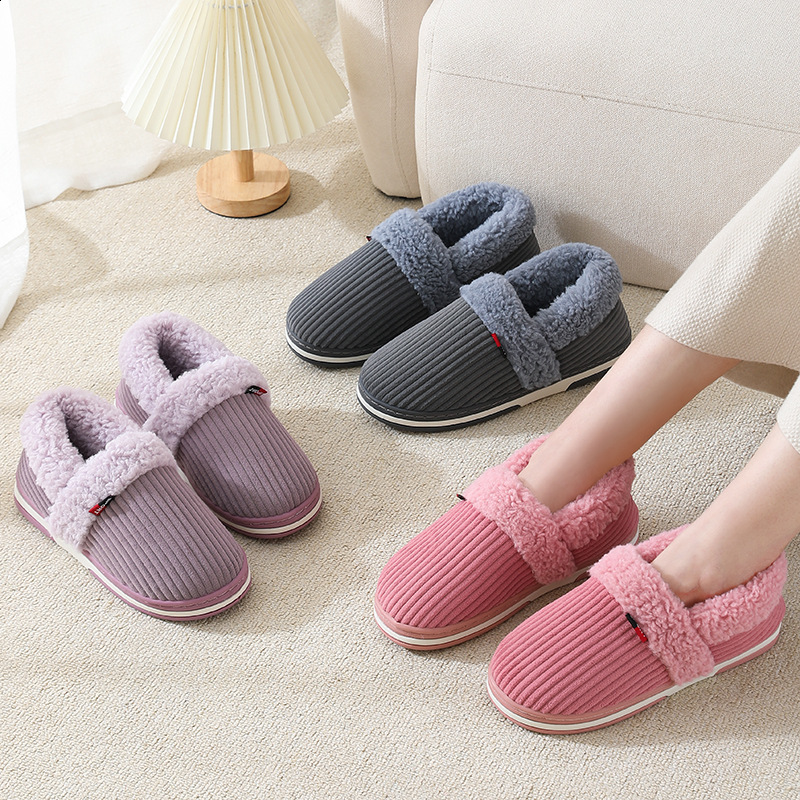 Pmoiste Furry Flannel Boots Slippers Men Comfortable Soft Warm TPR Cushion ner Living Room Shoes Winter Women Indoor 260202