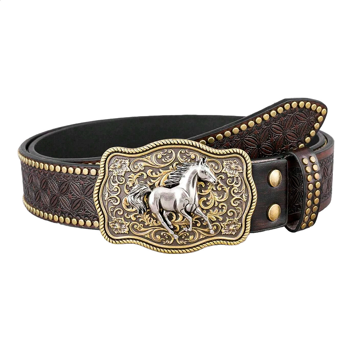 Vintage meets fashion Alloy buckle PU belt suitable for both men and women to create a personalized Western style 250701