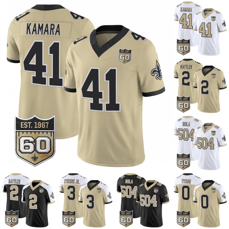 Saints 60Th Anniversary Patch Football Jerseys Tyler Shough Jordyn Tyson Alvin …