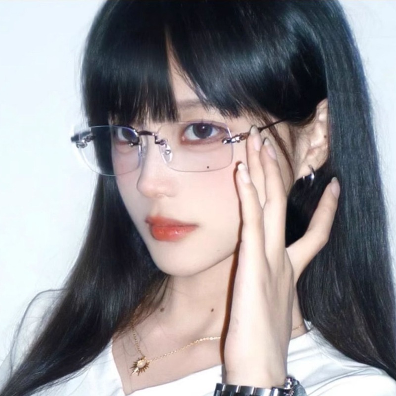 Luxury Brand Designer Clear-nose Gold Wire Frameless Glasses For Women With A Sophisticated Look, Frameless Pure Desire Anti-blue Light Silver Frame F - view 5