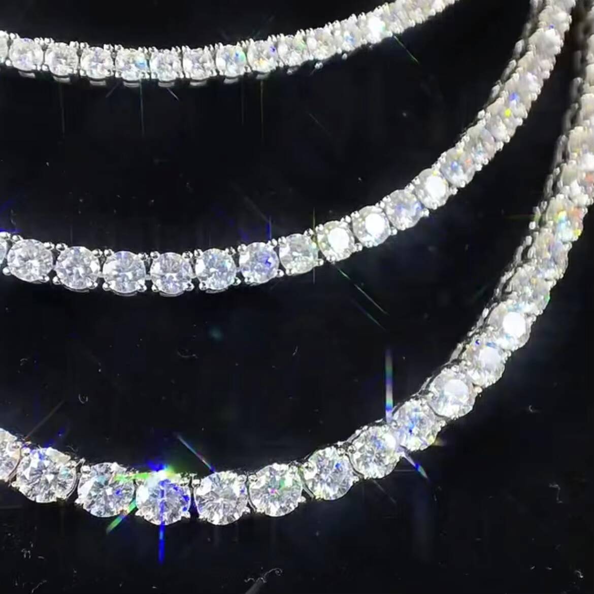 14K 18K White Gold Round Cut Lab Grown Diamond Tennis Pendant Necklace Cute Style for Weddings Gifts Parties