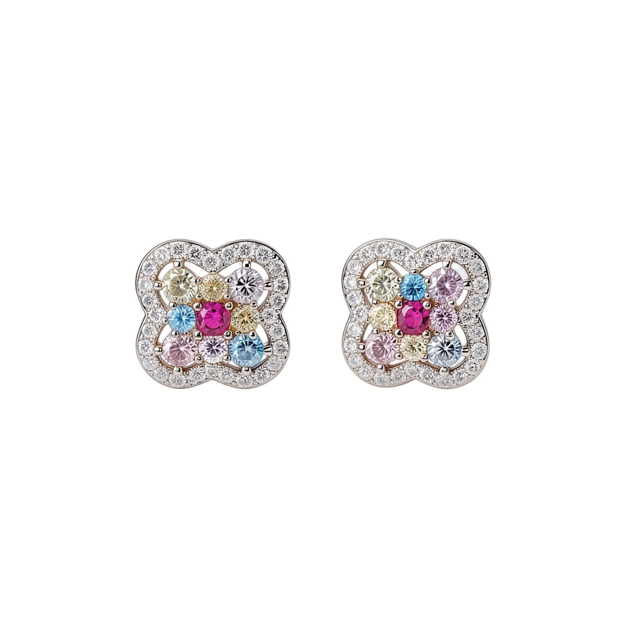 Zircon flower pendant earrings, light luxury high-end earrings with a unique design, versatile and niche ear accessories - view 9