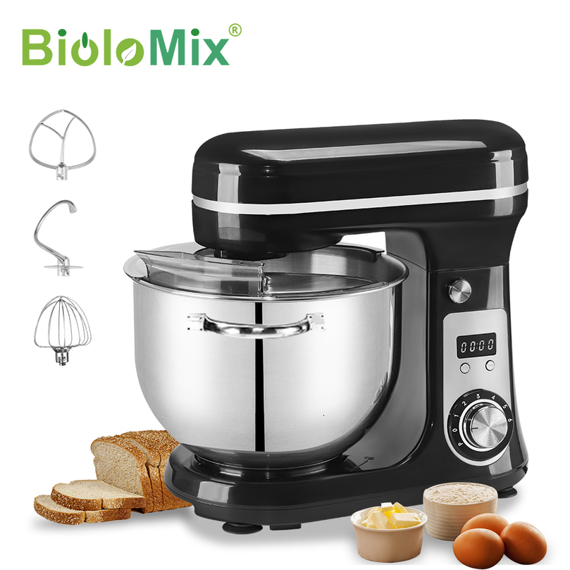 BioloMix Kitchen Food Stand Mixer Blender Quiet Motor Cream Egg Whisk Whip Dough Kneader 6Speed 1200 W 6 L DC w260605