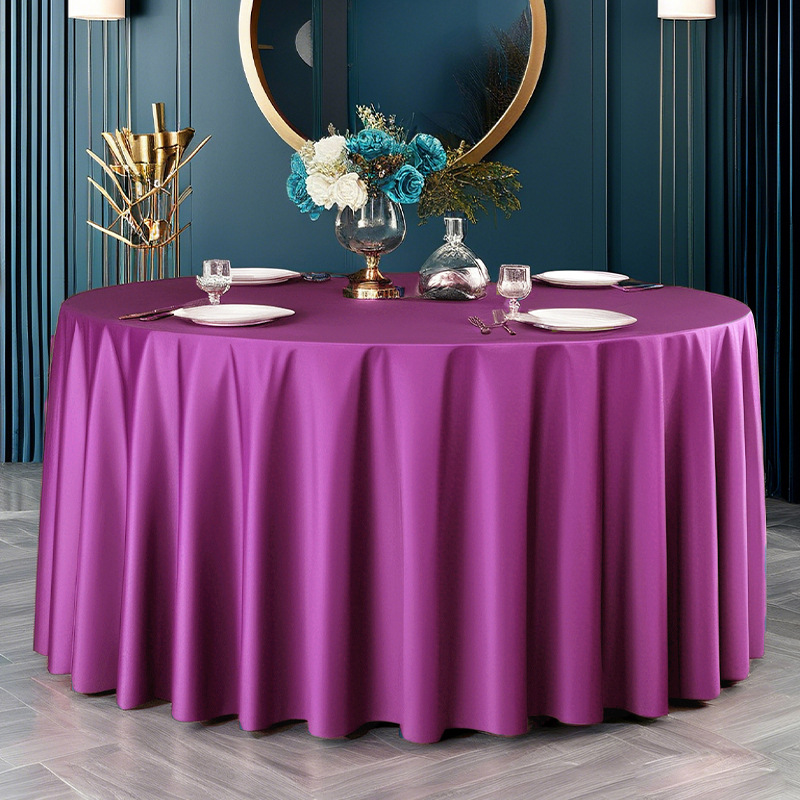 YL-38772 Customized minimalist style thickened satin star-rated hotel tablecloth, solid color, high-end round tablecloth.