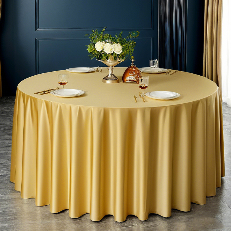 YL-38772 Customized minimalist style thickened satin star-rated hotel tablecloth, solid color, high-end round tablecloth.