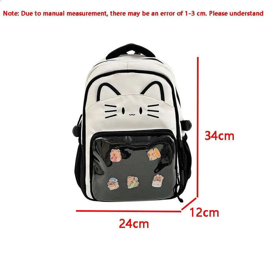 Y2K Cute Cat Ita Backpacks Large Capacity Knapsack Casual Girl Transparent DIY Display Rucksack Cartoon Trendy Travel Schoolbags y260615 - view 7