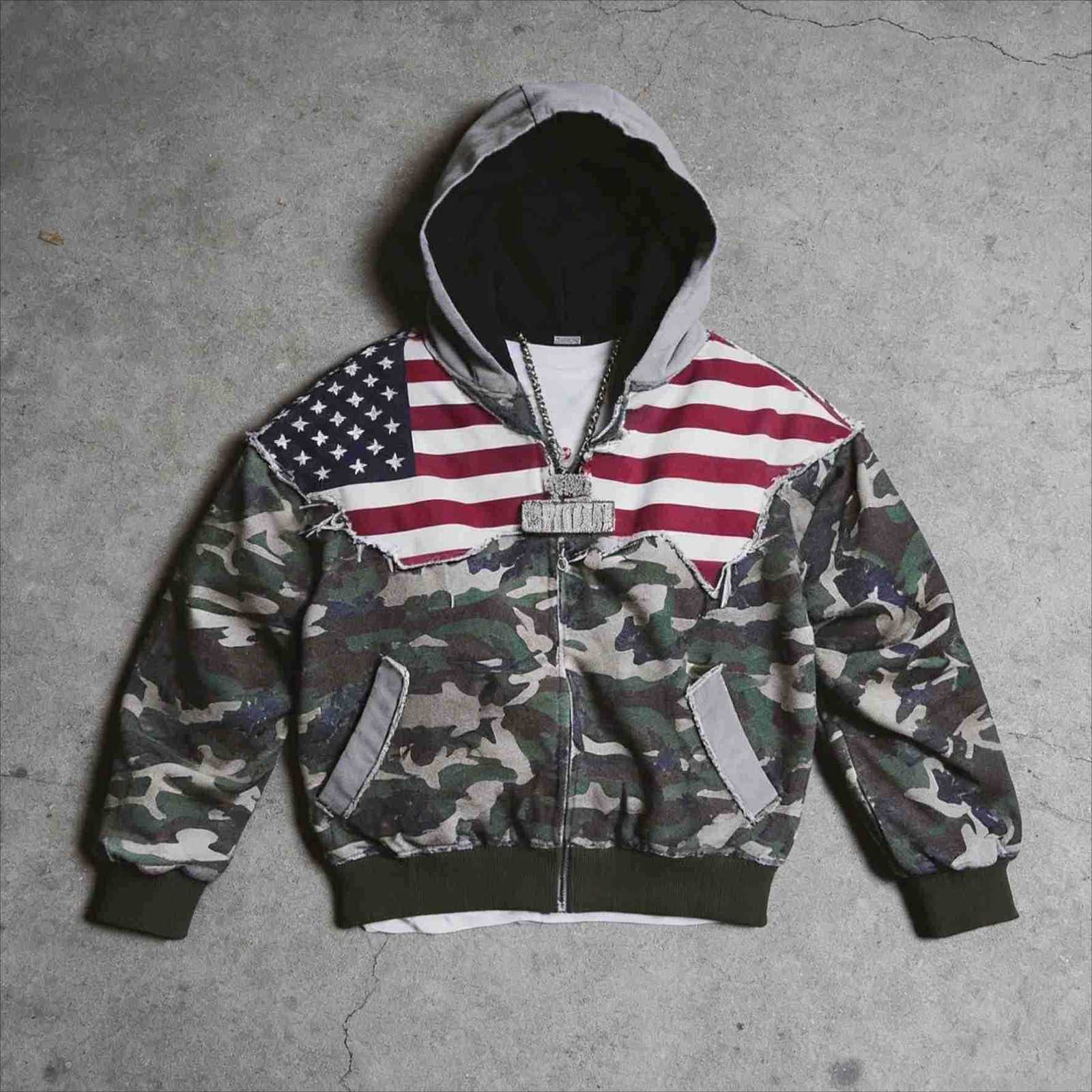 Mens American Hoodies Vintage Y2K Fashion Camouflage USA Flag Casual Hoodie Hip Hop Unisex Sweatshirt Oversized Strtwear X260608 - view 3