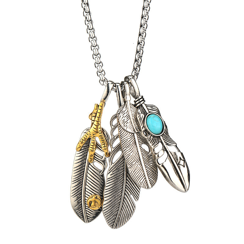 S925 Sterling Silver Charm Vintage Necklace Takahashi Goro Simple Indians Feather Pendant For Man P002