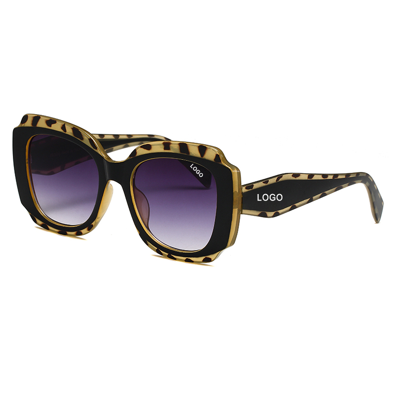 High Quality Luxury Designer Square Oversized Sunglasses Fashion Gradient Lens Shades Trendy Leopard Solid Color UV Protection Eyewear for Women and M