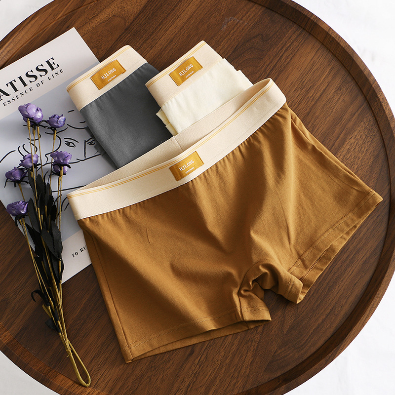 3PCSPack 100% Cotton Trendy Solid Womens Panties Knit Breathable Boxer Underwear Soft High Elastic Midrise Thin Boyshorts 250828