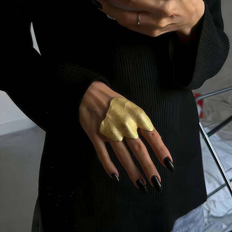 Unique Irregular Shape Pleated Gold Color Ring for Women Men Exaggeration Metal Wrinkle Joint Rings Hip-Hop Party Jewelry