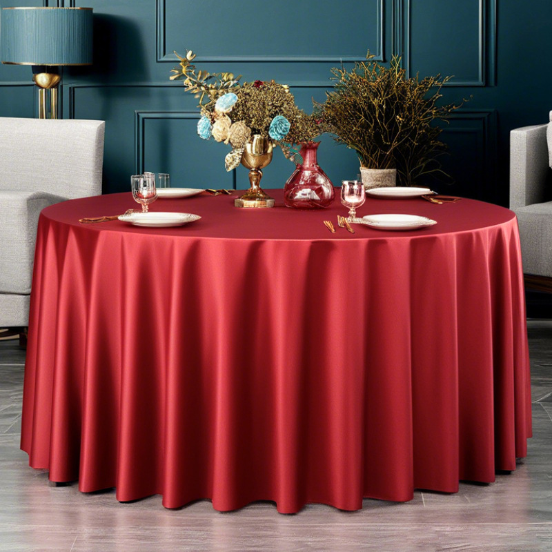 YL-38771 Customized minimalist style thickened satin star-rated hotel tablecloth, solid color, high-end round tablecloth.
