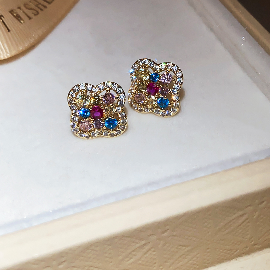 Zircon flower pendant earrings, light luxury high-end earrings with a unique design, versatile and niche ear accessories - view 6
