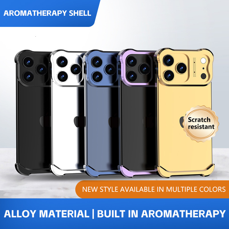 Cross-border Compatible iPhone Pro Max Irregular Aromatherapy Phone Case Frameless Metal Corner Pad Apple 17 Air