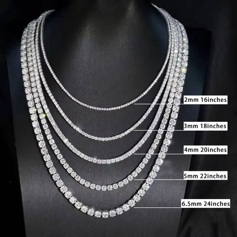 14K 18K White Gold Round Cut Lab Grown Diamond Tennis Pendant Necklace Cute Style for Weddings Gifts Parties