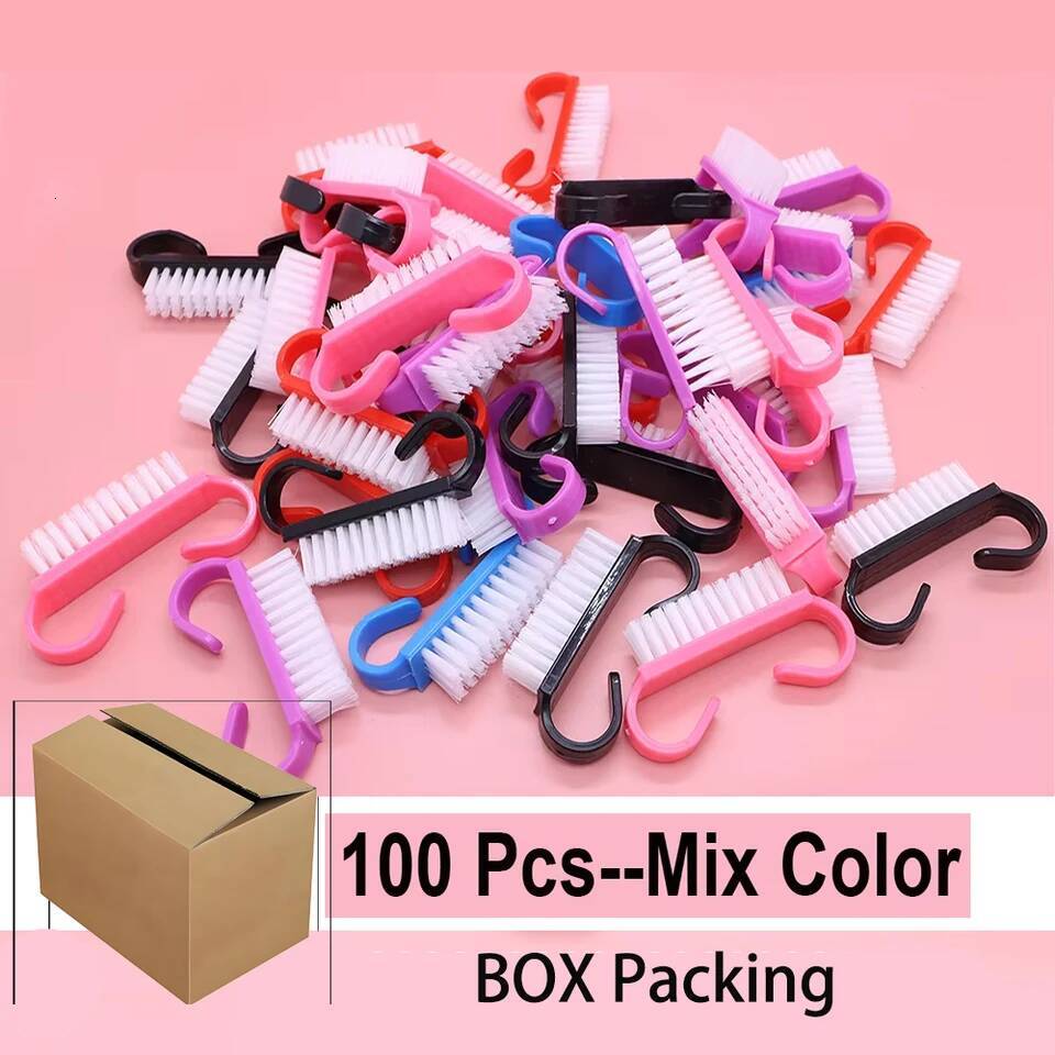 100pcs Cleaning Brush Colorful Plastic Dust Cleaner Brushes Nail Art Pedicure Powder Soft Remover Manicure Tools ddmynov ddmynov