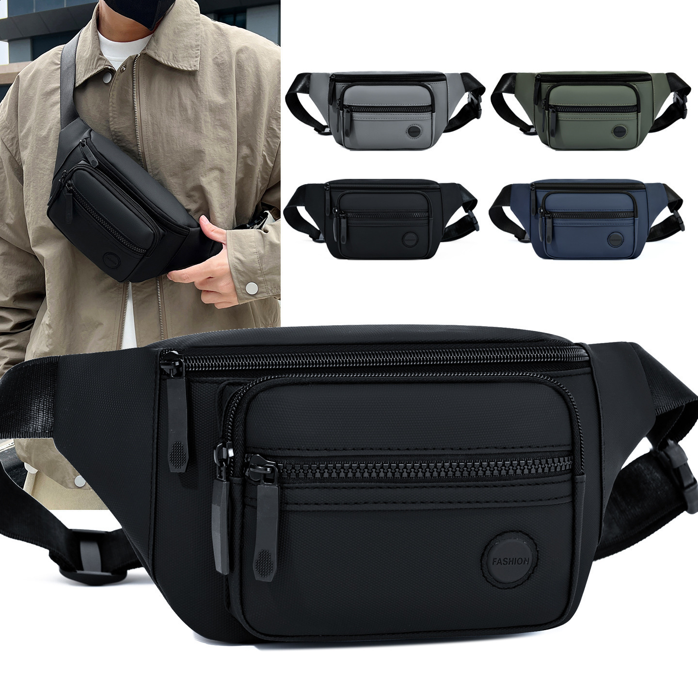 Men Waist Belt Bag Fanny Pack Multipocket Motorcycle Rider Outdoor Sports Climb Casual Nylon Male Sling Chest Bum Hip Bags 251021