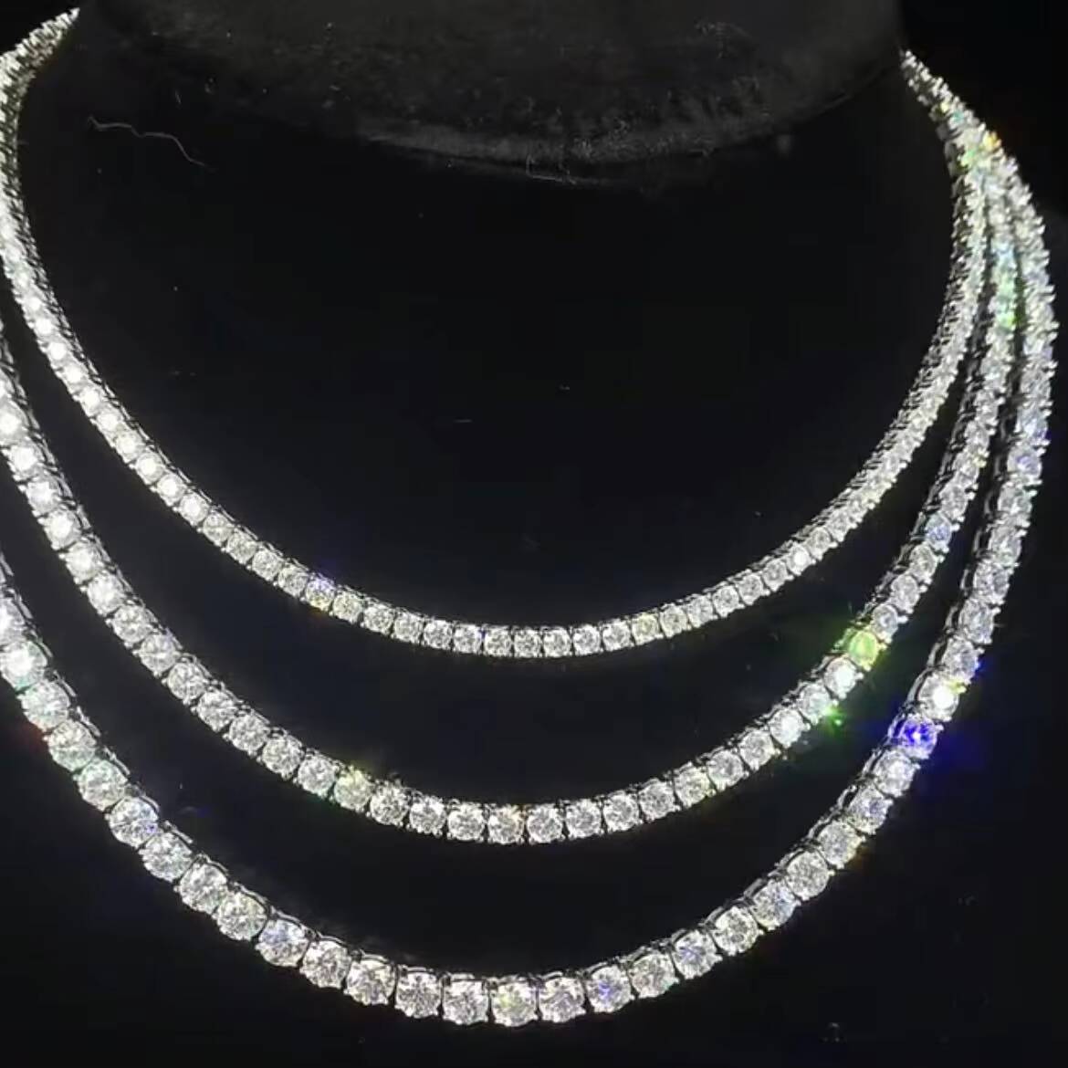 14K 18K White Gold Round Cut Lab Grown Diamond Tennis Pendant Necklace Cute Style for Weddings Gifts Parties